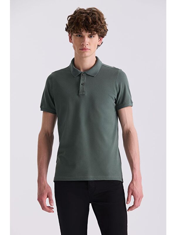 JAKAMEN Haki Slim Fit Polo Yaka T-Shirt