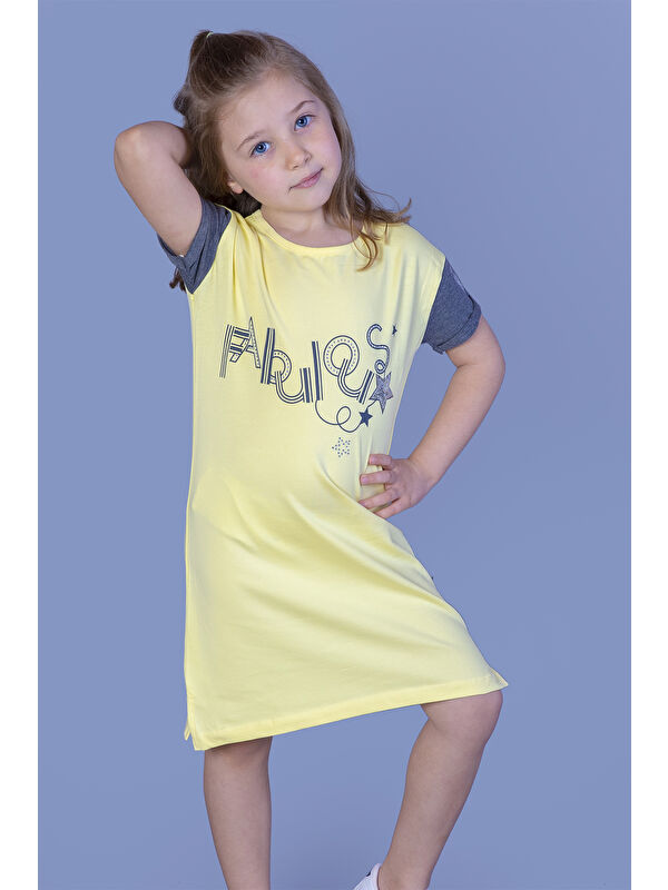 Toontoykids Kız Çocuk Baskılı Elbise