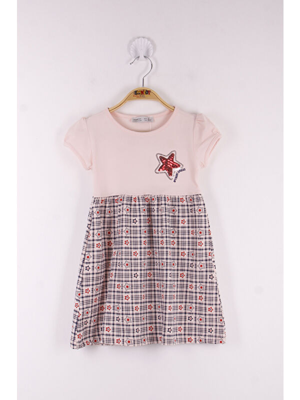Toontoykids Kız Çocuk Pullu Yıldız Nakışlı Elbise