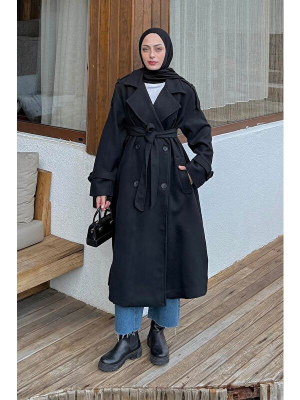Lamelif Oversize Kaban Siyah