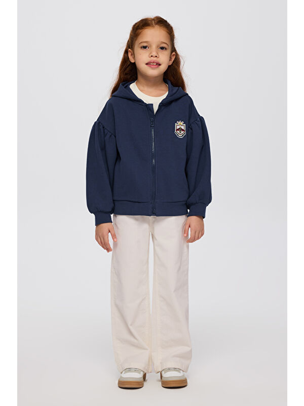 Panço Kız Çocuk Fermuarlı Sweatshirt Lacivert