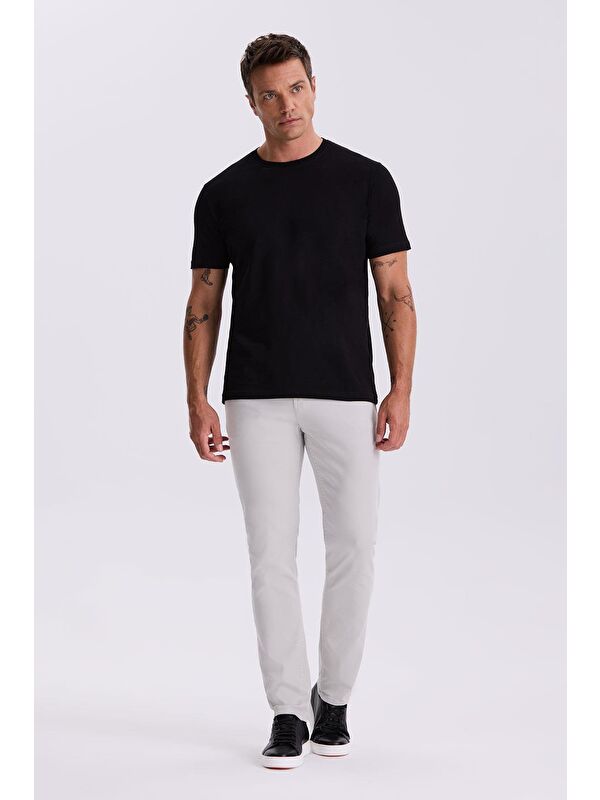 JAKAMEN Siyah %100 Pamuk Slim Fit Bisiklet Yaka Basic T-Shirt
