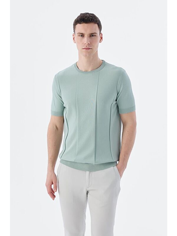 JAKAMEN Mint Slim Fit Bisiklet Yaka Triko T-Shirt