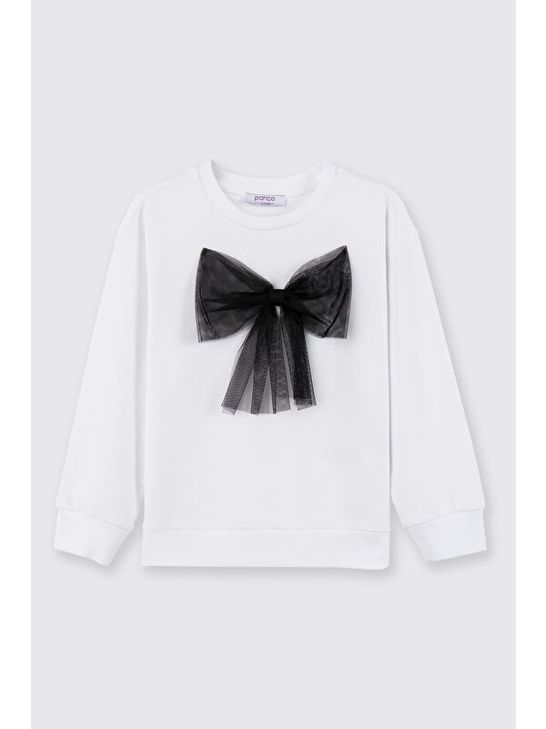 Panço Kız Bebek Beyaz Sweatshirt