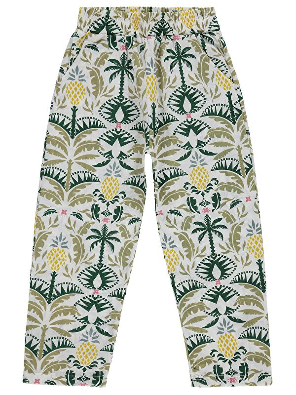 Civil Girls Ananas Desenli 6-9 Yaş Pantolon - Ekru