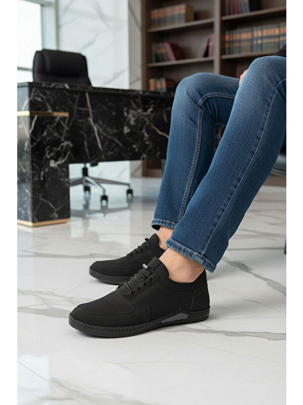 Ayakmod Siyah Ayakmod Nubuk Hakiki Deri Jel Taban Anatomik Erkek Casual Ayakkabı 418 M