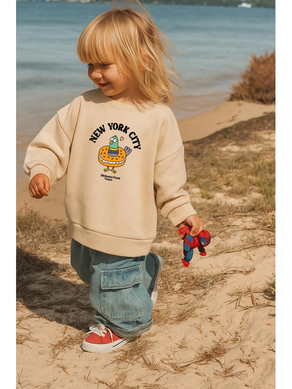 Monila Erkek Çocuk Baskılı 3 İplik Kumaş Pamuklu Sweatshirt
