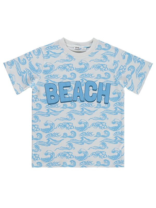 Civil Boys Beach Baskılı 6-9 Yaş Tişört - Kırık Beyaz