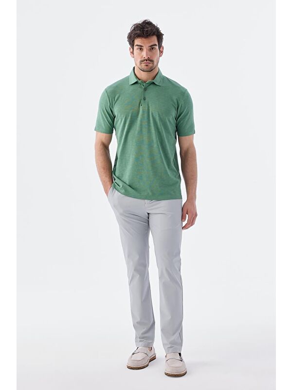 JAKAMEN Yeşil Düğme Detaylı Slim Fit Polo Yaka T-Shirt