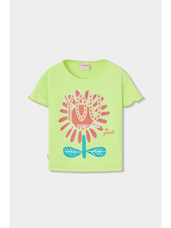 Boboli Çiçek Desenli Tshirt 2 Yaş-6 Yaş Yeşil