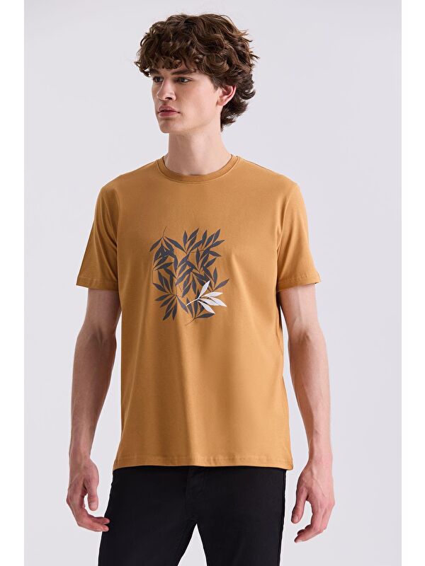 JAKAMEN Hardal Slim Fit Bisiklet Yaka T-Shirt