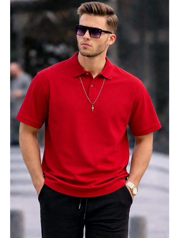 COMBINE Erkek Basic Relax Kırmızı Polo Yaka Tişört