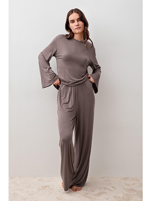 Artış Uzun Kollu Oversize Basic Elastanlı Viskoz Alt Üst Takım 20210