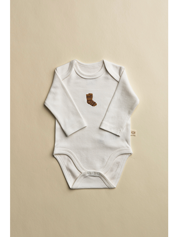 Oh La La Koala For Little Ones Çorap Nakışlı Uzun Kollu Çıtçıtlı Bebek Body
