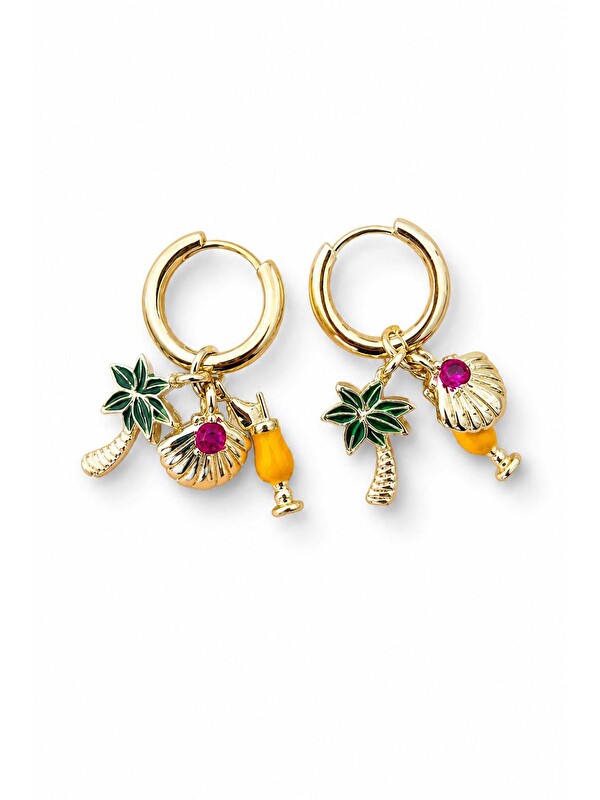New Obsessions Tropikal Yaz Temalı Charm Halka Küpe