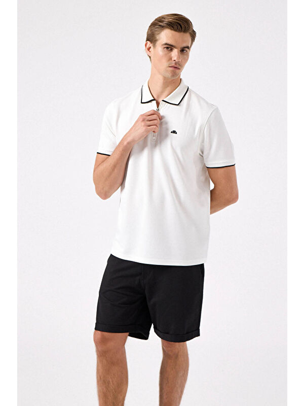 Ellesse % 100 Pamuk Şerit Detaylı Yarım Fermuarlı Polo Yaka T Shirt 6SM5006-OF
