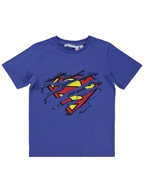 Superman Süperman Logolu 10-13 Yaş Tişört - Mavi12-13 Yaş