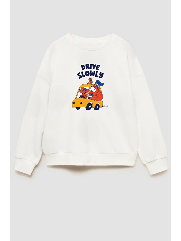 Monila Erkek Çocuk Baskılı 3 İplik Kumaş Pamuklu Sweatshirt