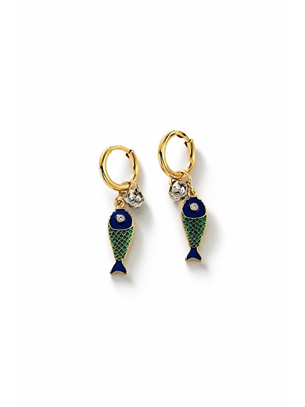 New Obsessions Nazar Boncuklu Balık Figürlü Sallantılı Küpe