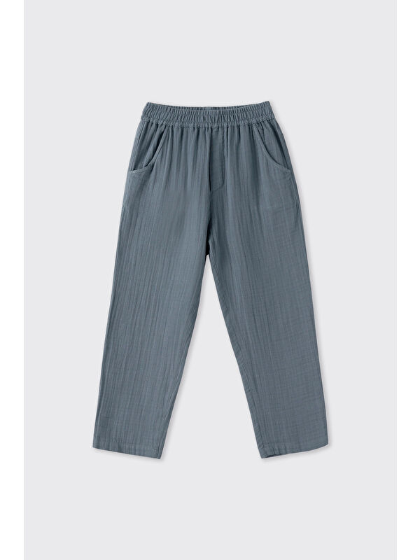 Panço Erkek Çocuk Beli Lastikli Müslin İndigo Pantolon