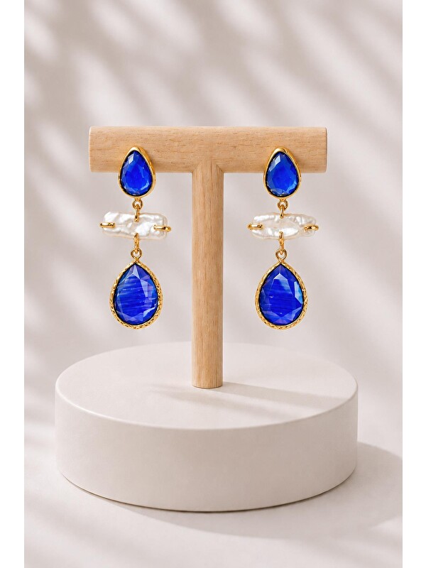 New Obsessions Barok İnci ve Kristal Taş Detaylı Sallantılı Küpe
