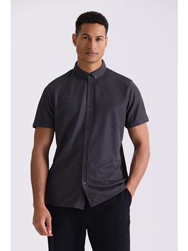 JAKAMEN Antrasit Slim Fit Gömlek