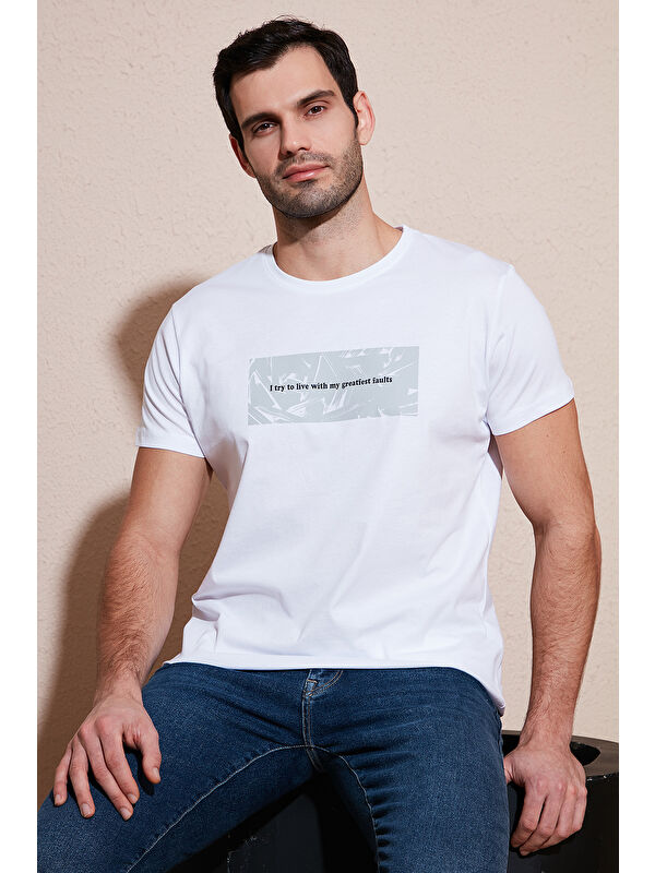 Buratti Pamuklu Slim Fit Bisiklet Yaka Baskılı %100 Pamuk Tişört 541TOLIve