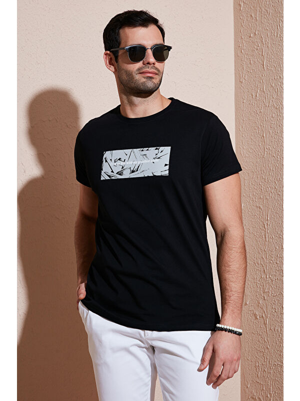 Buratti Pamuklu Slim Fit Bisiklet Yaka Baskılı %100 Pamuk Tişört 541TOLIve