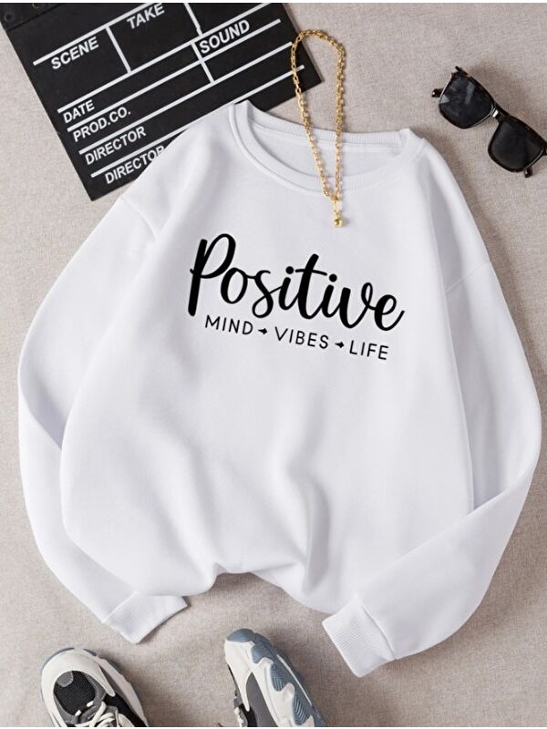 carla10 Positive Energy Sweatshirt Beyaz