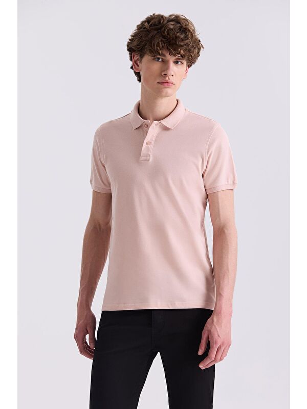 JAKAMEN Pudra Slim Fit Polo Yaka T-Shirt