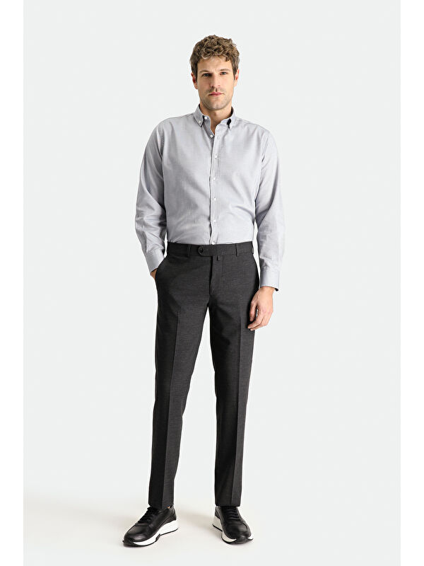 Kiğılı Slim Fit Dar Kesim Yünlü Klasik Kumaş Pantolon