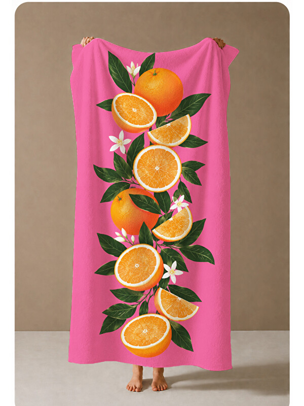 Milbay Grup Pembe Portakal Dilim Desenli 70x150 Plaj Havlusu