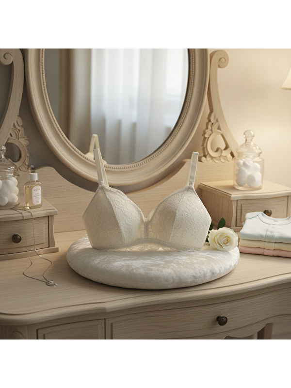 Bonbon Kadın Dantelli Ekru Renk Emzirme Sütyeni Bb2736
