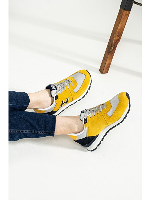 Peru Hakiki Deri Hardal sarı Erkek Spor Ayakkabı - Görsel 4