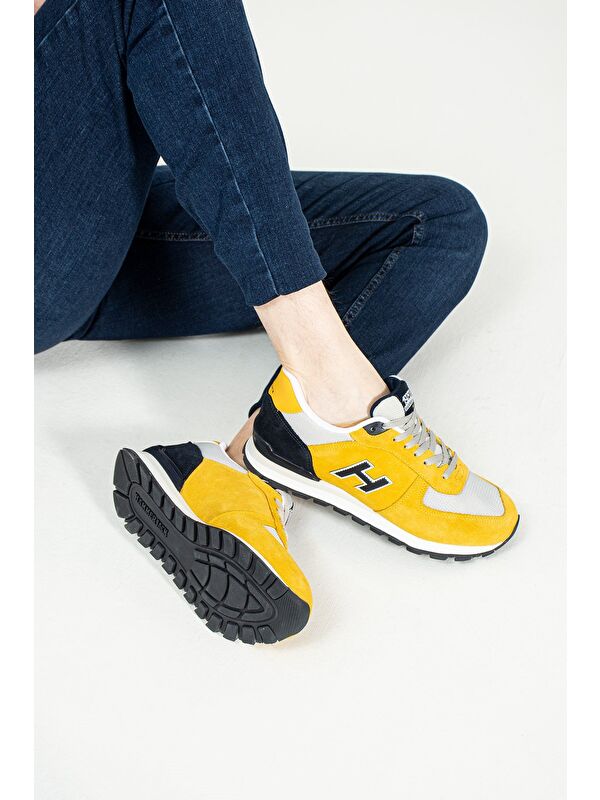 Peru Hakiki Deri Hardal sarı Erkek Spor Ayakkabı - Görsel 5