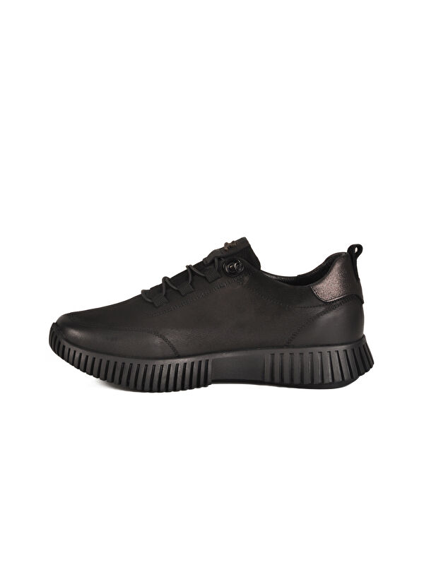 Siyah Nubuk Hakiki Deri Kadın Casual Ayakkabı 25405003K Z - Görsel 3