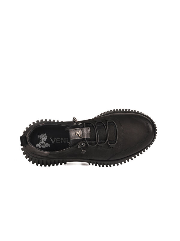 Siyah Nubuk Hakiki Deri Kadın Casual Ayakkabı 25405003K Z - Görsel 5