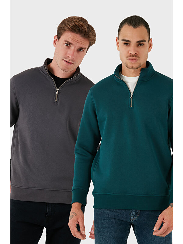 Buratti Pamuklu Regular Fit Dik Yaka 2'li Paket Sweat 59052592S2