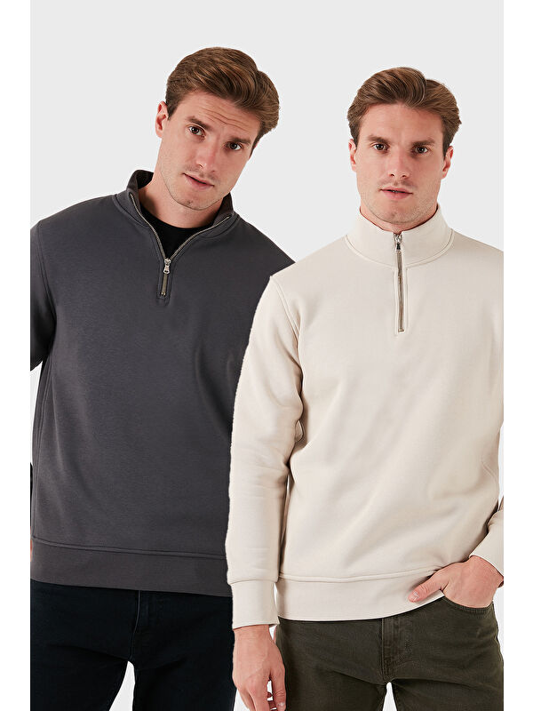 Buratti Pamuklu Regular Fit Dik Yaka 2'li Paket Sweat 59052592S2