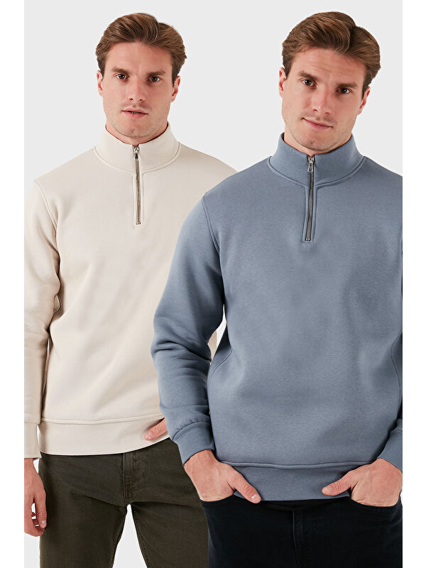 Buratti Pamuklu Regular Fit Dik Yaka 2'li Paket Sweat 59052592S2