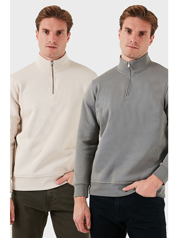 Buratti Pamuklu Regular Fit Dik Yaka 2'li Paket Sweat 59052592S2