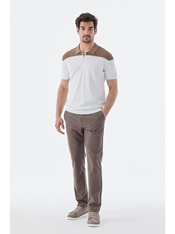 JAKAMEN Vizon Slim Fit Fermuarlı Polo Yaka T-Shirt