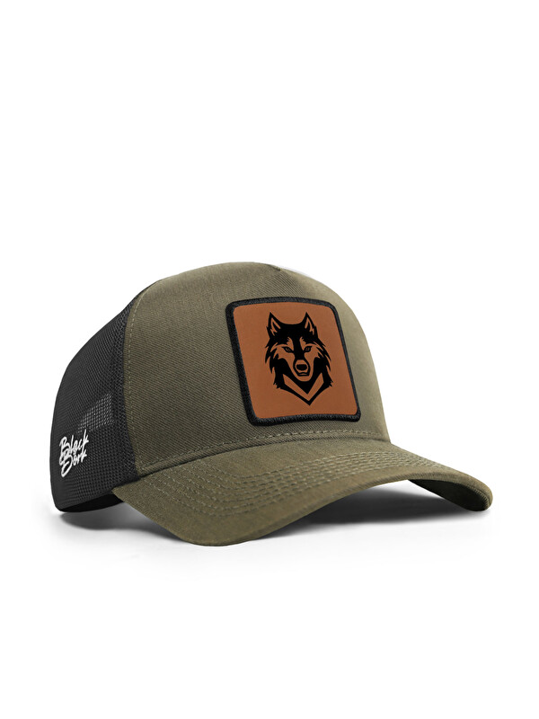BlackBörk Logolu Cordura Haki-Siyah Trucker Şapka