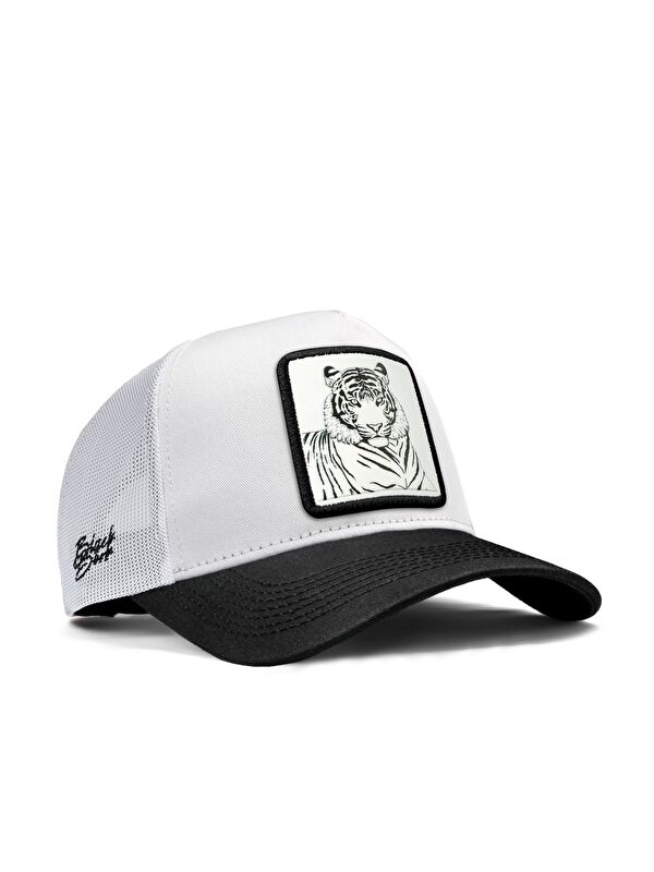 BlackBörk Bengal Kaplan Logolu Siyah-Beyaz Trucker Şapka
