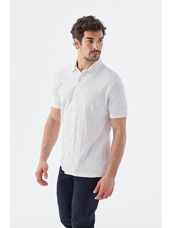 JAKAMEN Ekru Slim Fit Gömlek