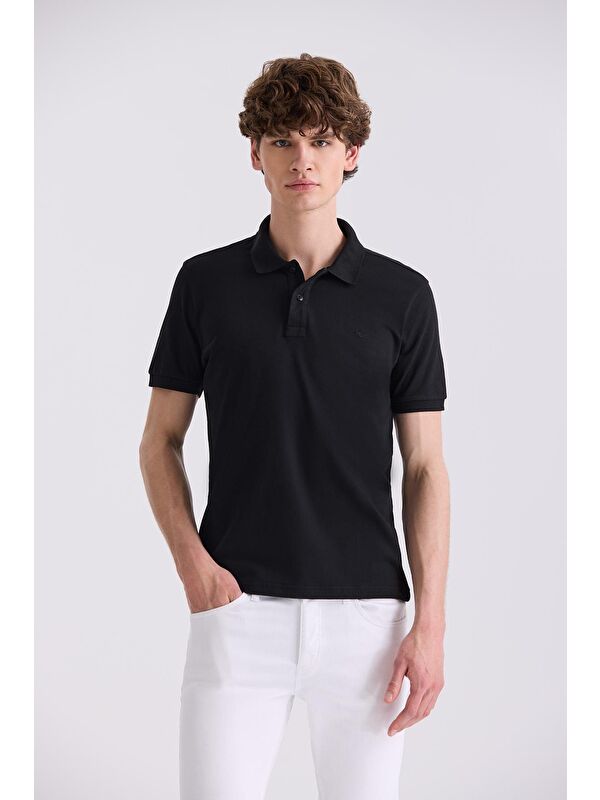 JAKAMEN Siyah Slim Fit Polo Yaka T-Shirt