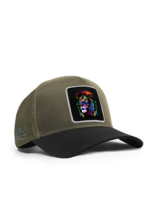 BlackBörk Aslan Logolu Cordura Siyah-Haki Trucker Şapka
