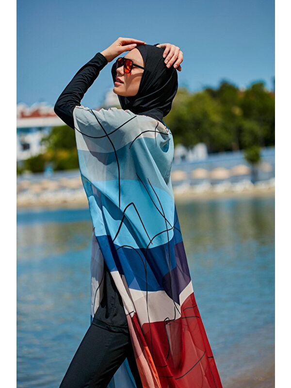 Marina Çizgili Renkli Pareo Kaftan P2340