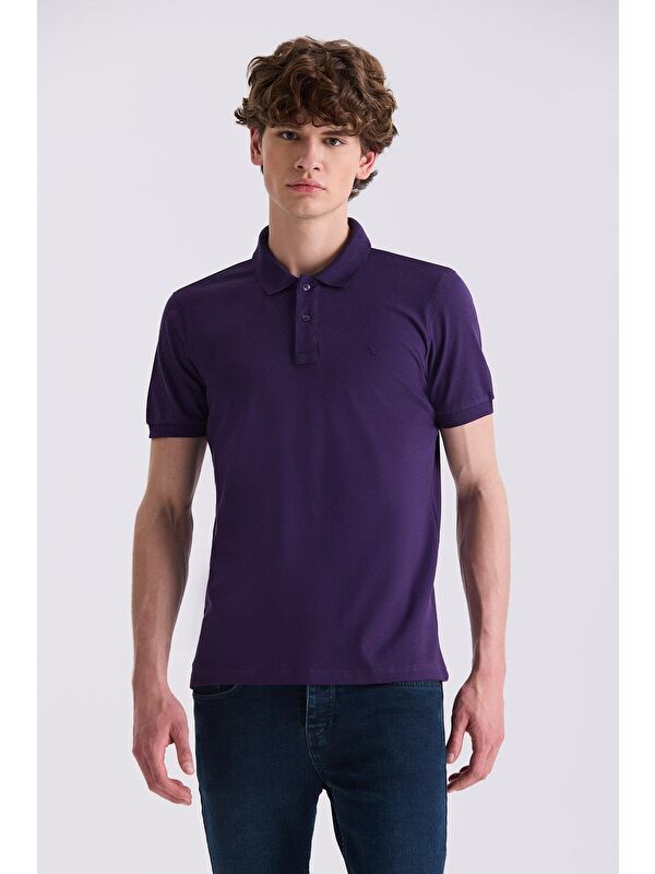 JAKAMEN Mor Slim Fit Polo Yaka T-Shirt