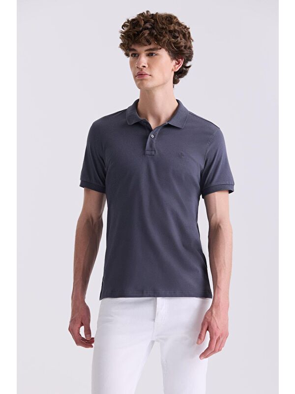 JAKAMEN Antrasıt Slim Fit Polo Yaka T-Shirt